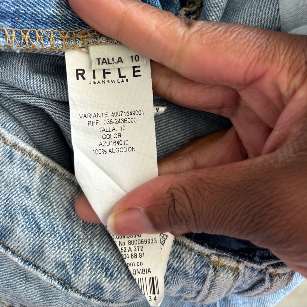 VTG Rifle Denim Maxi Skirt Light Wash Front Slit Womens 10 Boho Hippie Grunge - Picture 9 of 9